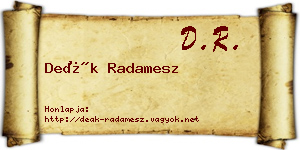Deák Radamesz névjegykártya