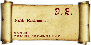 Deák Radamesz névjegykártya